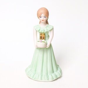 Growing Up Birthday Girl Green Dress Figurine Age 11 Brunette